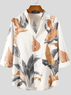 Cuello alto con estampado de hojas Camisa